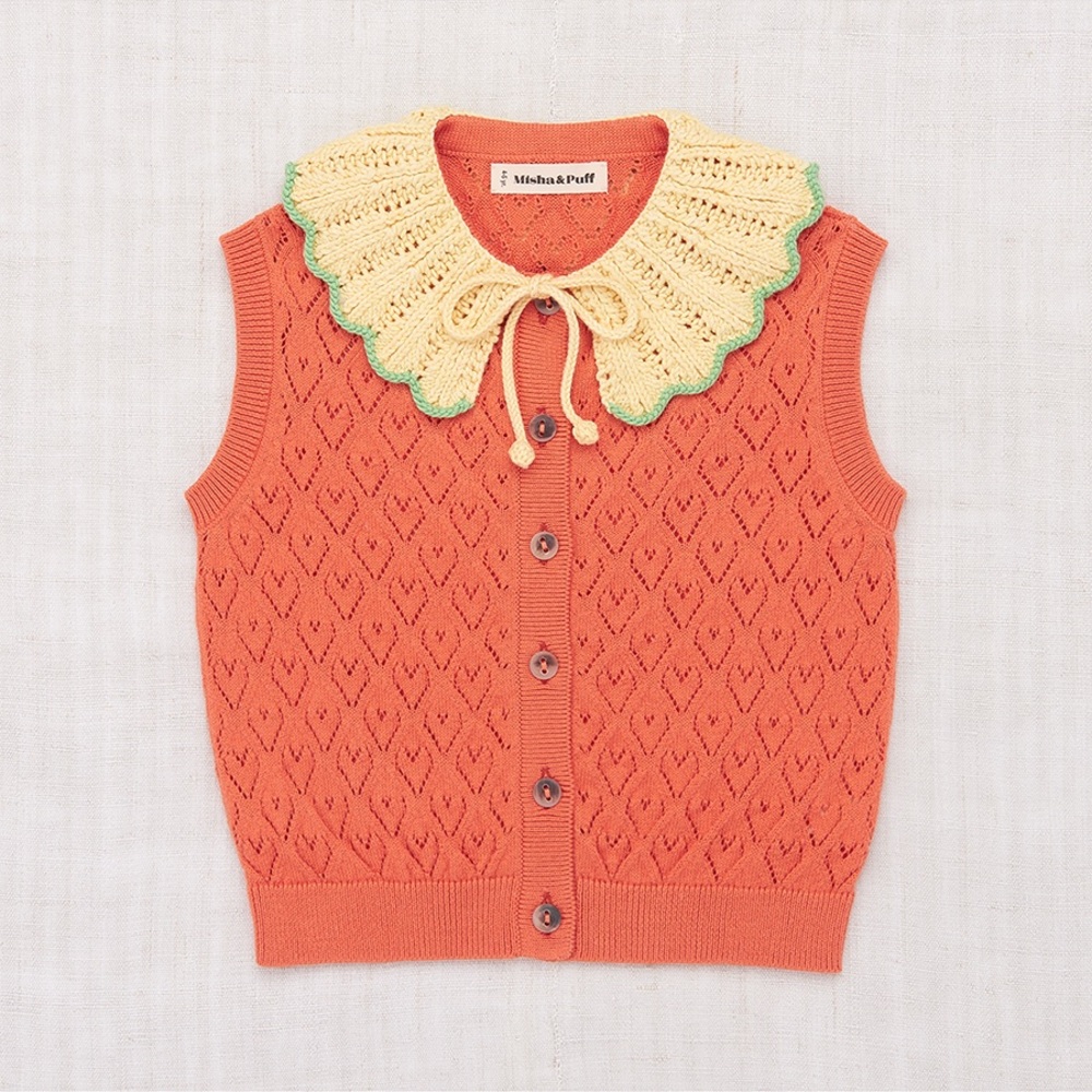 Misha & Puff Zoe Orange Knit Vest with Collar